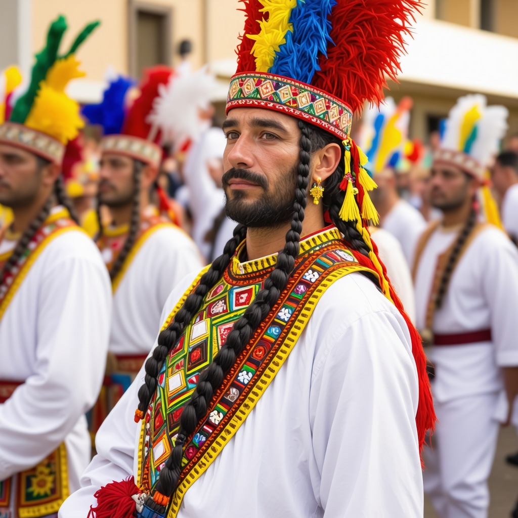 Crowd enjoying a modern cultural festival in Plovdiv with traditional costumes and digital interactions.