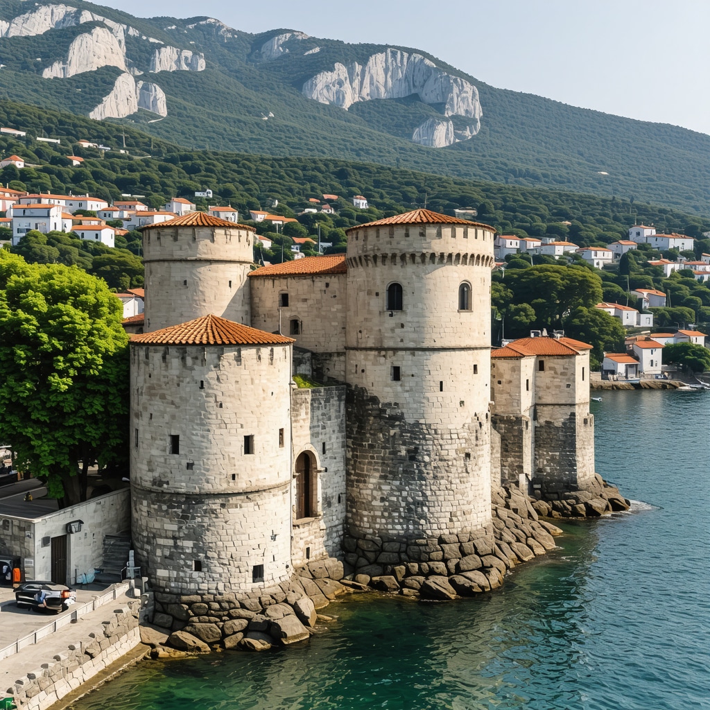 Fortaleza en Herceg Novi con vistas a la bahía y arquitectura antigua