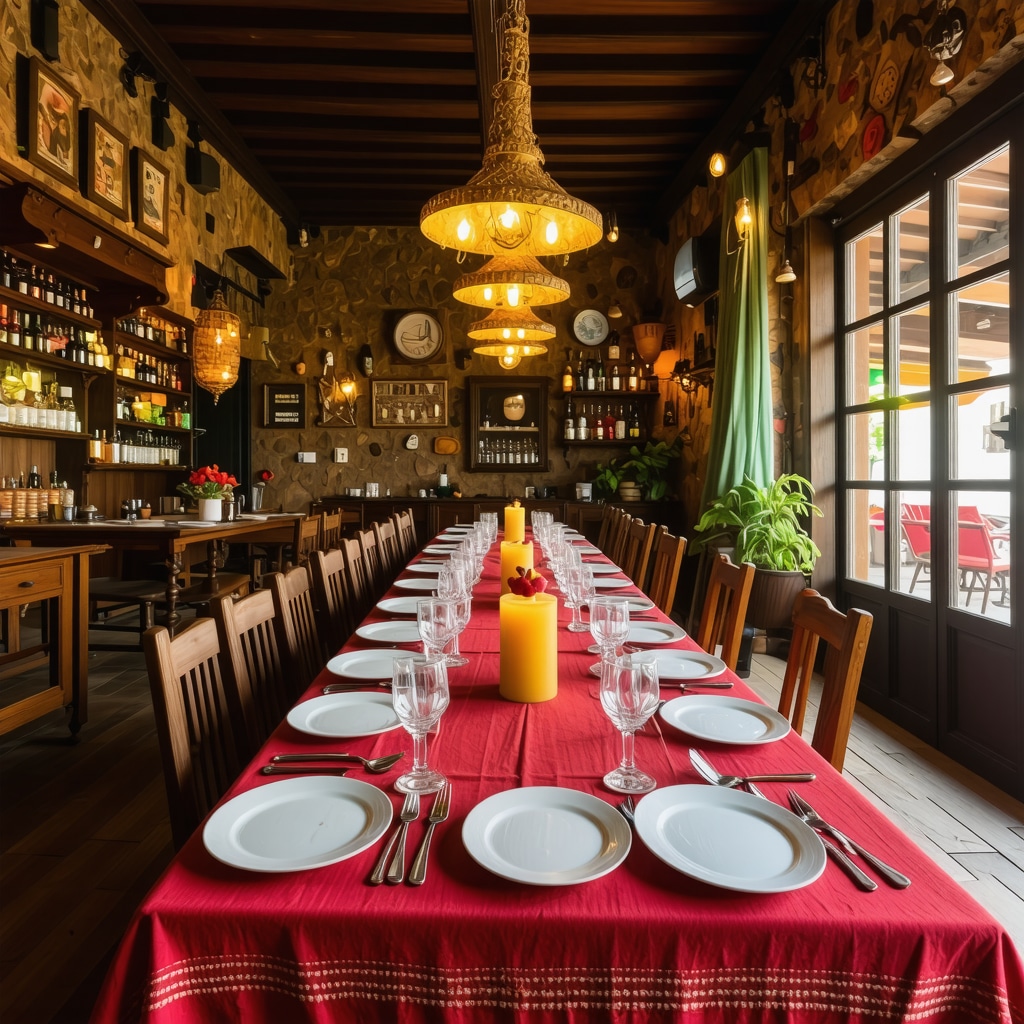 Interiorul unui restaurant tradițional românesc în Mamaia, cu preparate autohtone și decor rustic