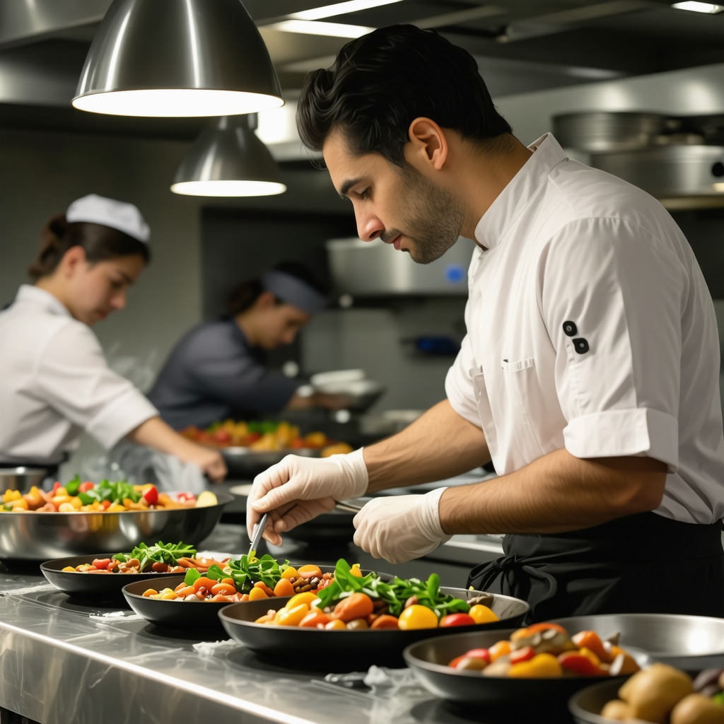 Chefs in a modern kitchen preparing traditional Moldovan dishes with contemporary techniques in Iași