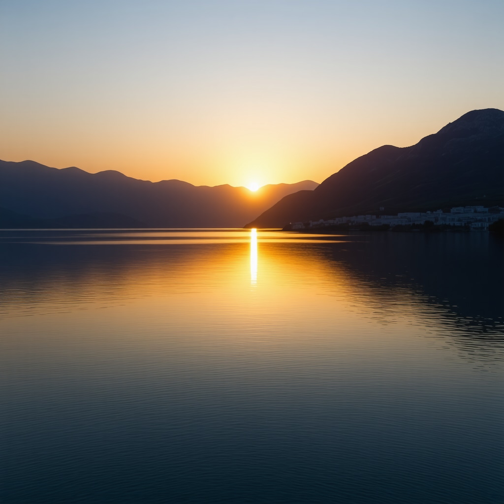 Scenic view of Montenegro mountains and coast at sunset