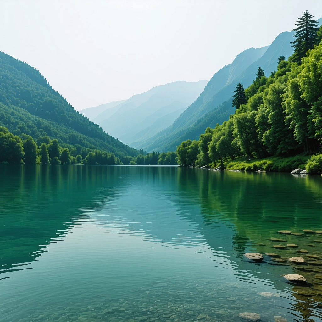 Lac balcanic cu apă cristalină și peisaje montane