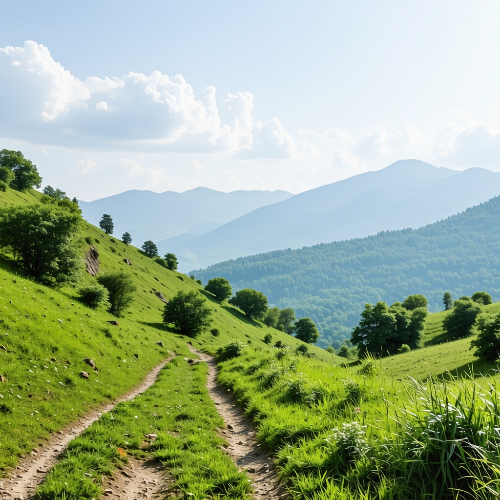 Panoramic mountain landscape in the Balkans with hiking trails and lush greenery