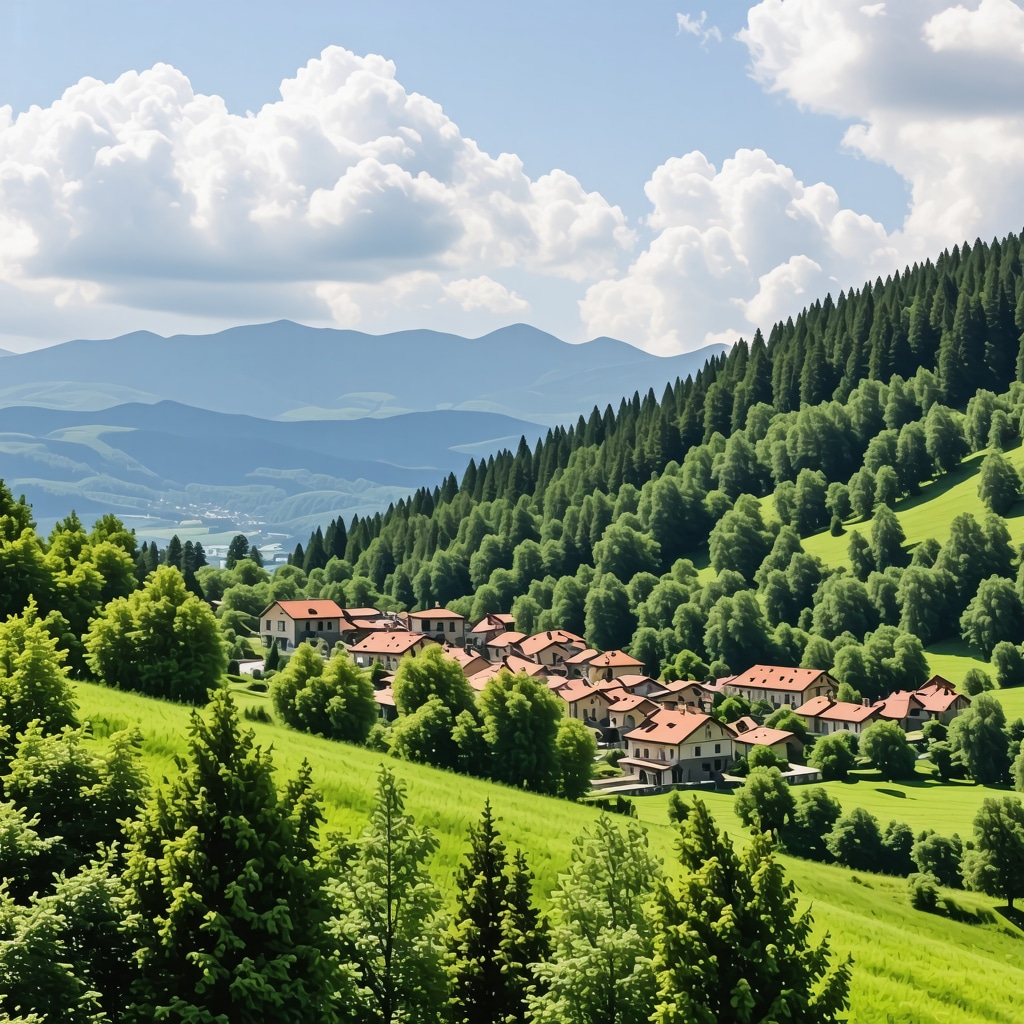 Peisaj montan cu sate tradiționale și festivaluri culturale în Balcani