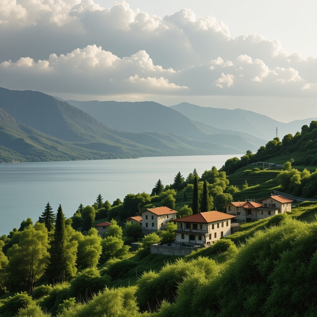 Balkan landscape with mountains, coastlines, and traditional villages