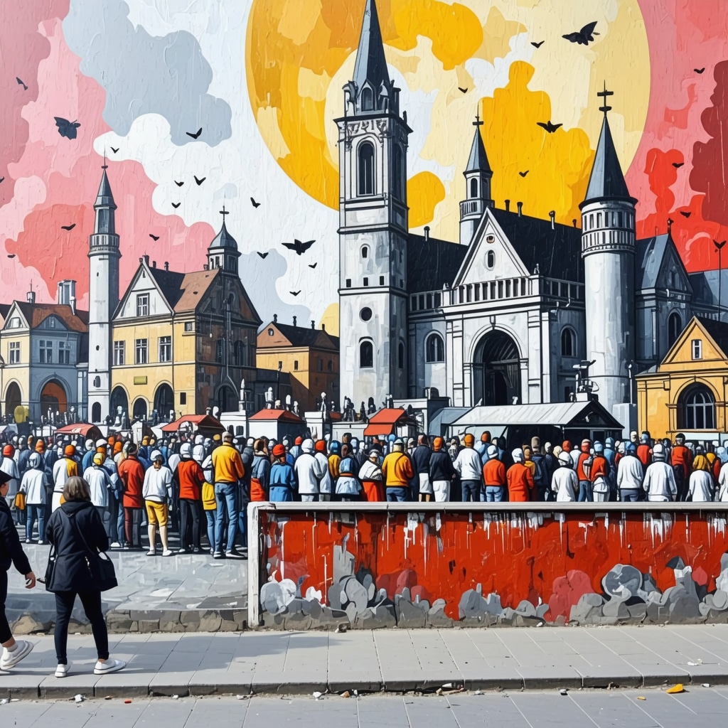 Colorful mural in Belgrade's Savamala district illustrating the fusion of history and contemporary art with local community