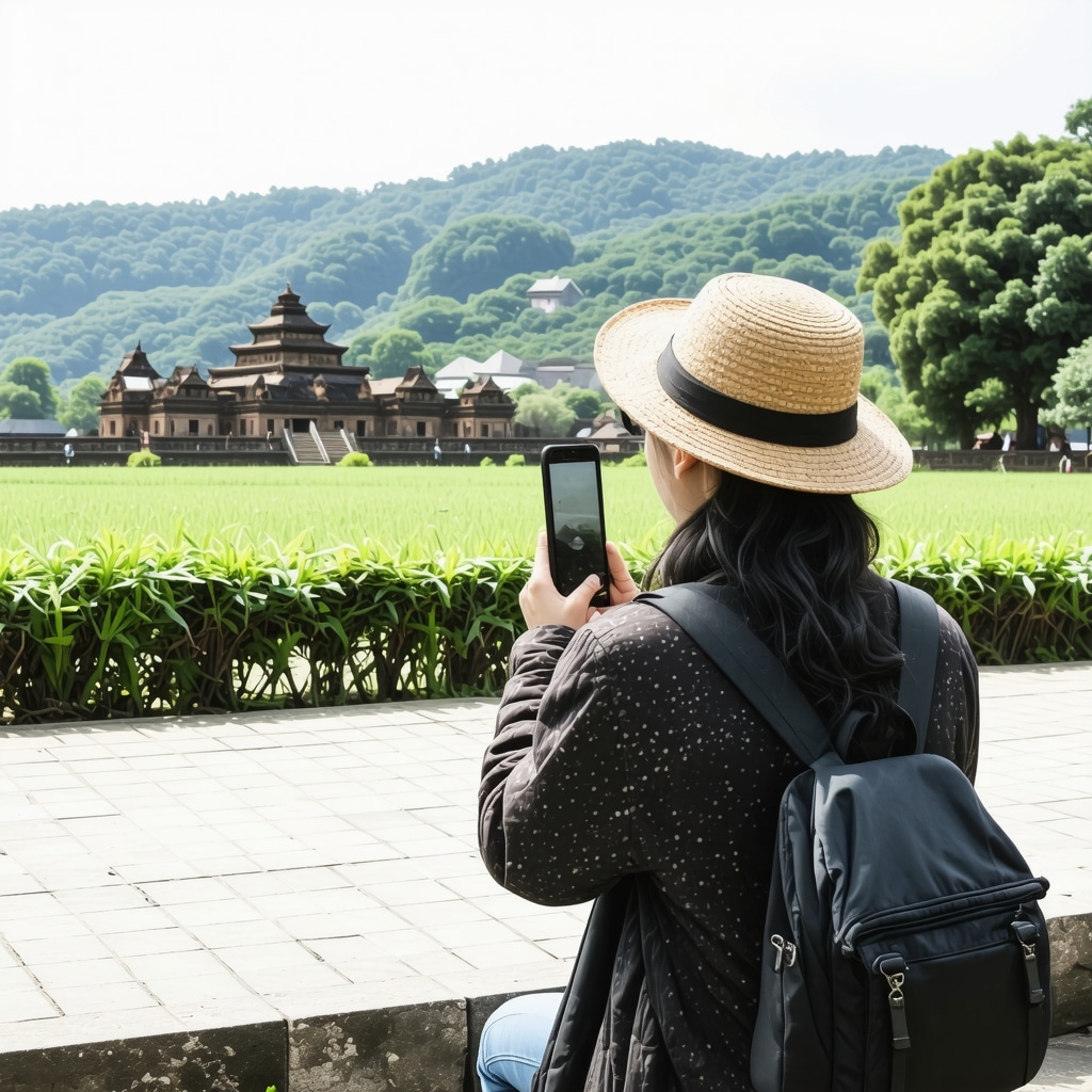 Turist utilizând o aplicație AR pentru explorarea siturilor culturale din Tetovo