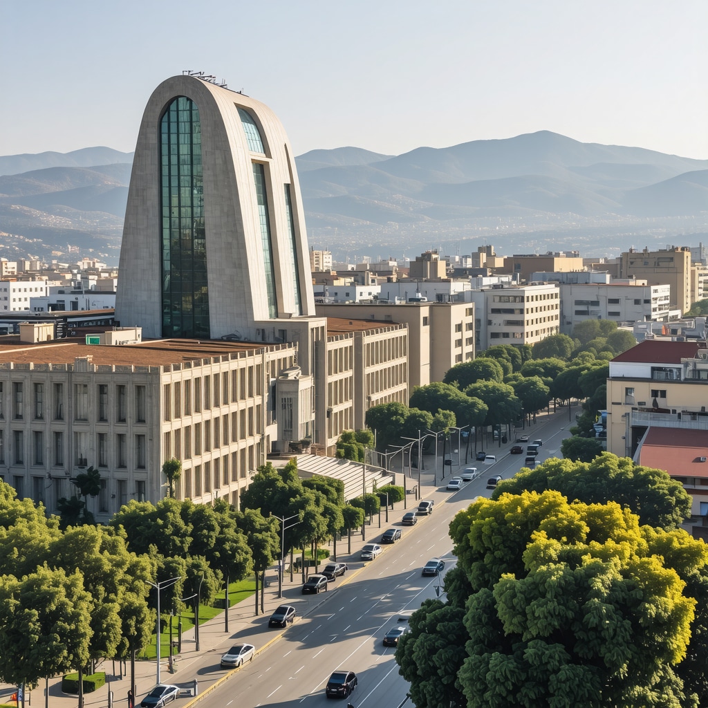 A panoramic view of Tirana showcasing modern architecture alongside historic sites