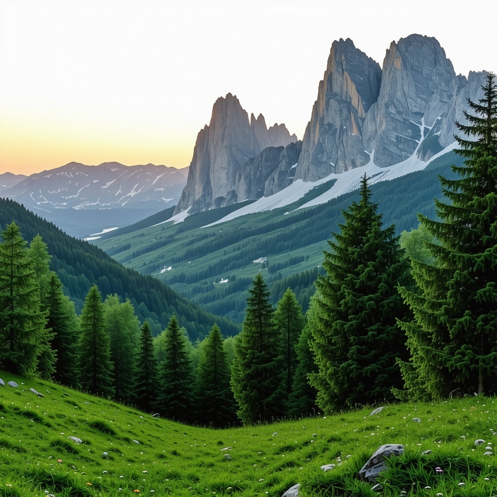 Panoramic view of Durmitor Mountains at sunset with peaks and forests