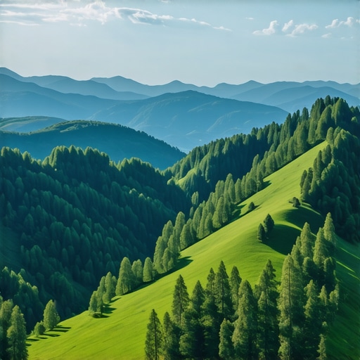 Drone view of Slovenian mountains and valleys