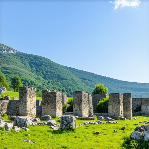 Ancient Site in the Balkans Historical ruins in a green landscape in the Balkans