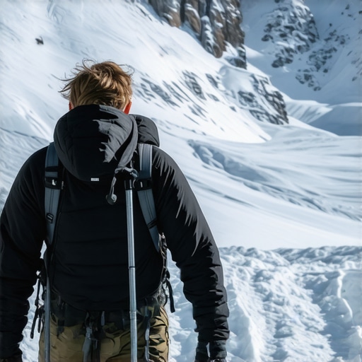 Balcanic Mountain Adventure 2024 A hiker on a snowy Balkan mountain trail with majestic peaks and clear sky