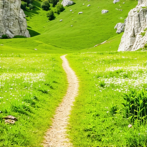 Scenic mountain trail in the Balkans surrounded by lush forests and vibrant nature