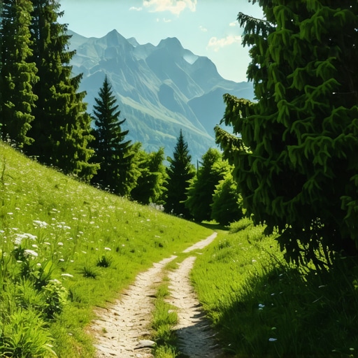 Explorarea traseelor montane din Balcani în 2024 Panoramic view of mountain trail in Balkans with lush greenery and scenic landscape