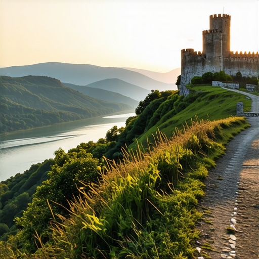 Exploring Advanced Trails in Golubac in 2024 Mountain trail near Golubac fortress with Danube river and sunset