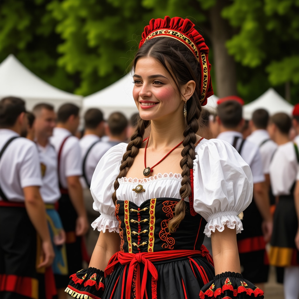 O scenă de festival tradițional balcanic cu costume vibrante și dansuri