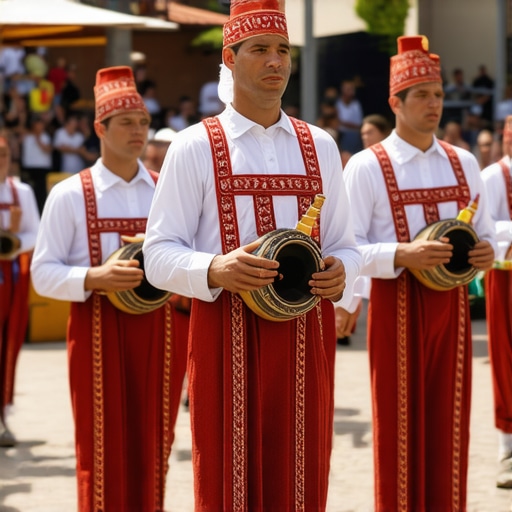 Festival cultural tradițional în Balcani cu costume și instrumente tradiționale