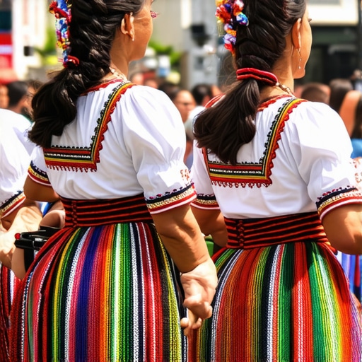 Dans tradițional balcanic cu costume colorate și atmosferă vibrantă