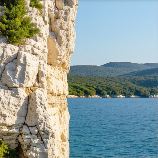 Beautiful coastal scenery with cliffs and islands reflecting in the sea