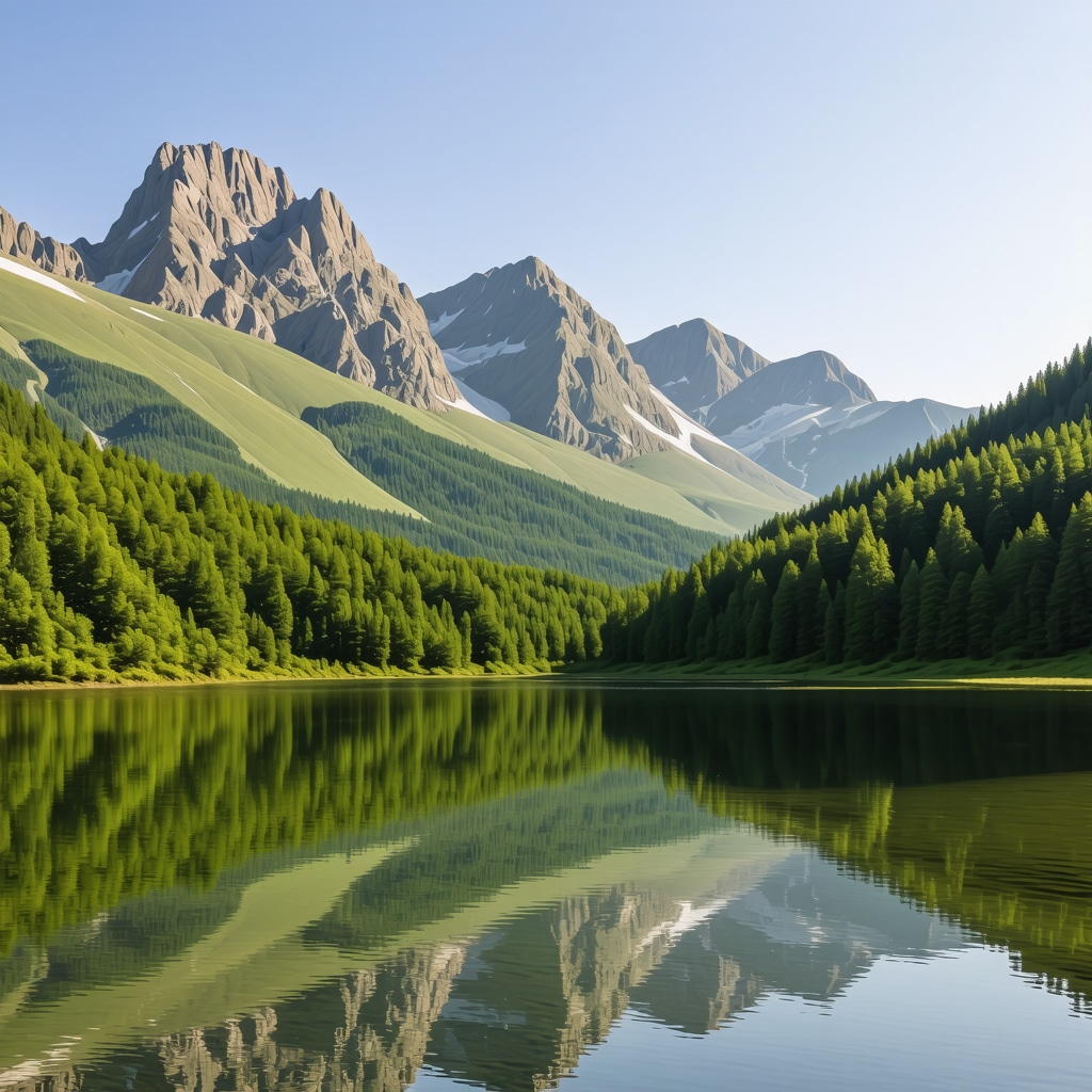 Lac cristalin în peisaj montan din Balcani