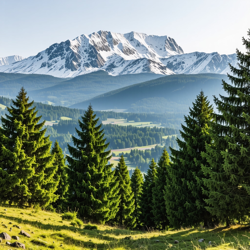 Vedere panoramică a munților acoperiți de zăpadă și pădurilor din jurul Kumanovului