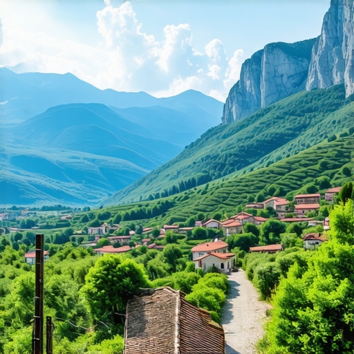 Peisaj montan spectaculos din Muntenegru Traseu montan în Muntenegru cu peisaje alpine și sate tradiționale