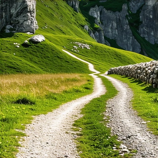 Peisaj montan spectaculos în Balcani pentru drumeții în 2024 Peisaj montan spectaculos cu traseu de drumeție în Balcani