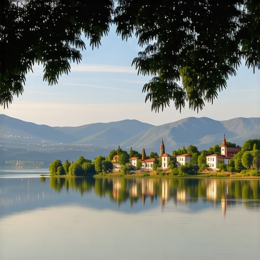 Panoramic view of Ljubuški with mountains and historical sites in spring 2024