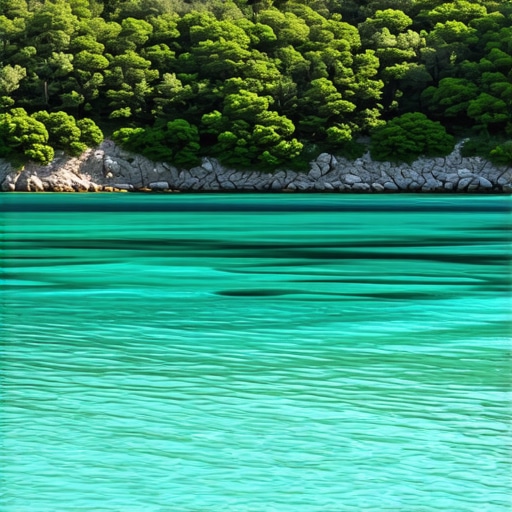 Peisaj spectaculos al insulei Mljet cu natură protejată Peisaj natural al insulei Mljet cu păduri și lagune cristaline