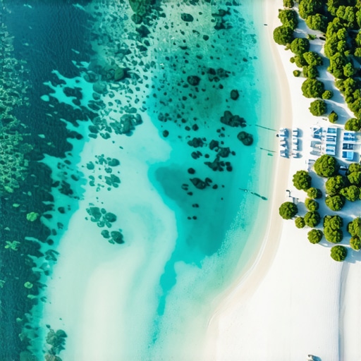 Aerial view of Slovenian coastline showing eco resorts and natural reserves in 2024