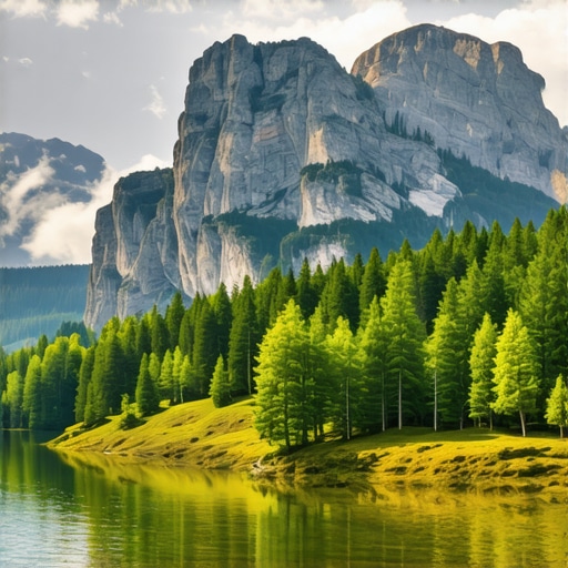 Spectacol natural al Sloveniei în 2024 Peisaj montan cu lacuri și păduri din Slovenia, în culori vibrante