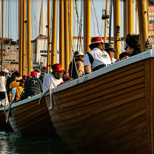 Meșteșugari construind bărci din lemn și participând la festivalul maritime în Șibenik