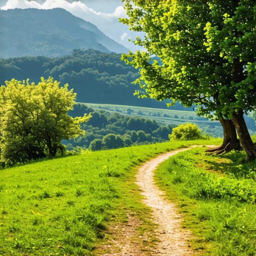 Peisaj montan cu trasee de drumeție în Foca, primăvară