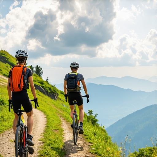 Traseu montan spectaculos în Pirin cu cicliști în acțiune și peisaje naturale impresionante