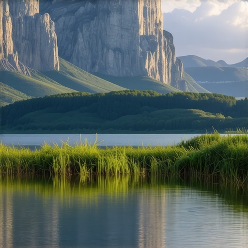 Balkan landscape Spring Scenic view of mountains and coast in the Balkans during spring