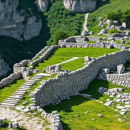 Aerial view of Balkan mountain trails and cultural sites