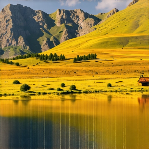 Scenic view of Macedonian mountains and lakes, vibrant colors, for travel blog