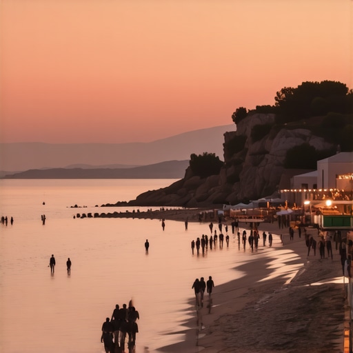 Ulcinj Beaches and Marine Festival 2024 Sunset over Ulcinj beaches with festival activities