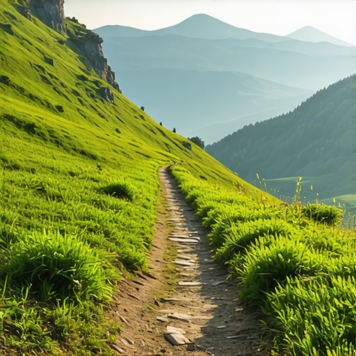 Authentic Balkan mountain trail in 2024 Scenic Balkan mountain trail with lush greenery and panoramic views
