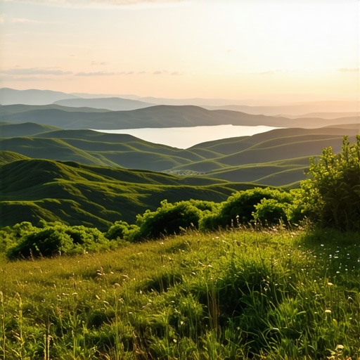 Sunset over Balkan mountains and coast, vibrant colors, inspiring scenery