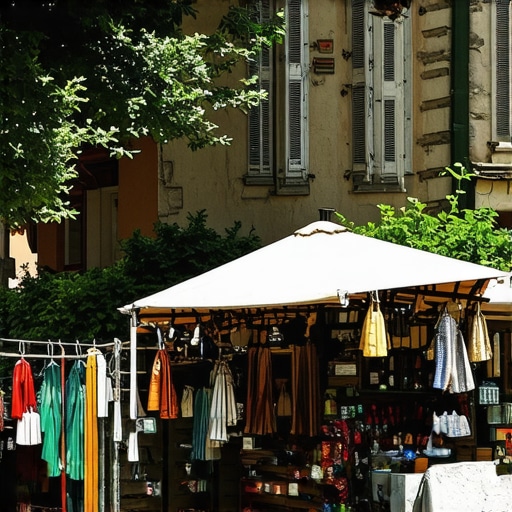 An authentic scene of a Balkan village with local markets and traditional buildings